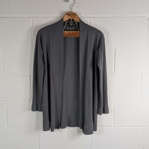 Loro Piana Sweater Womens 46 Gray Cardigan Cashmere Open Front Mature